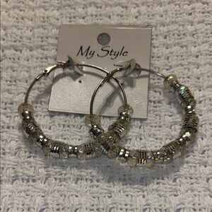 My Style Silver Beaded Hoop Earrings